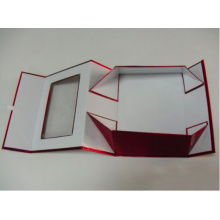 Красная металлическая бумага Складная подарочная коробка с окном